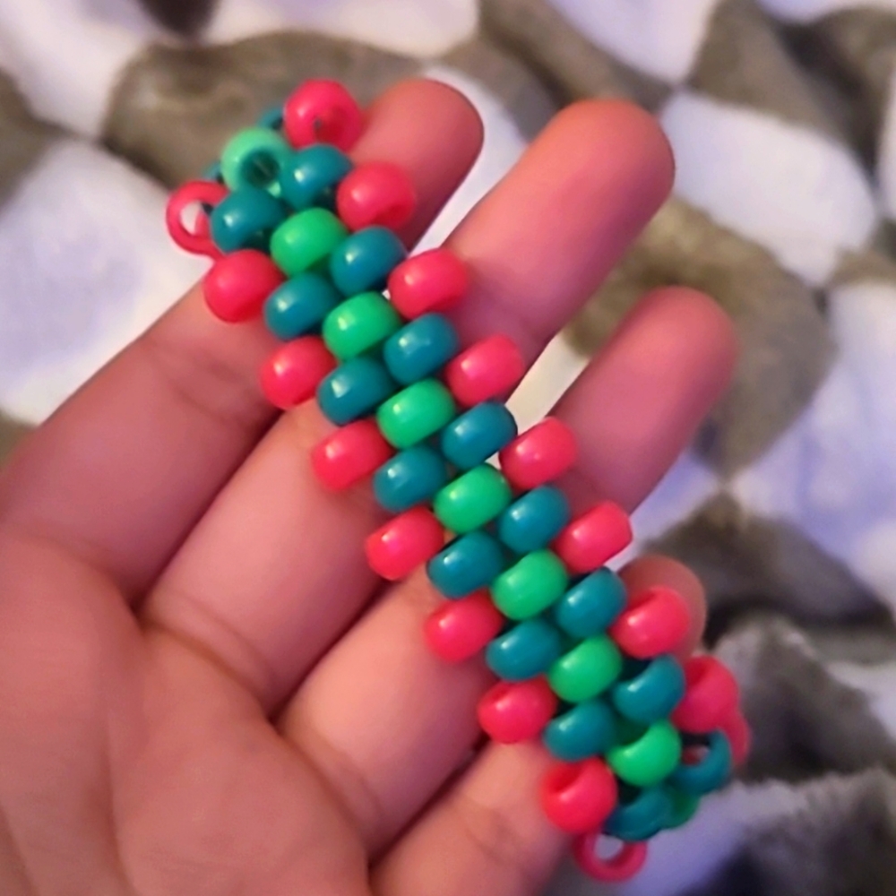 Pink & Green kandi cuff